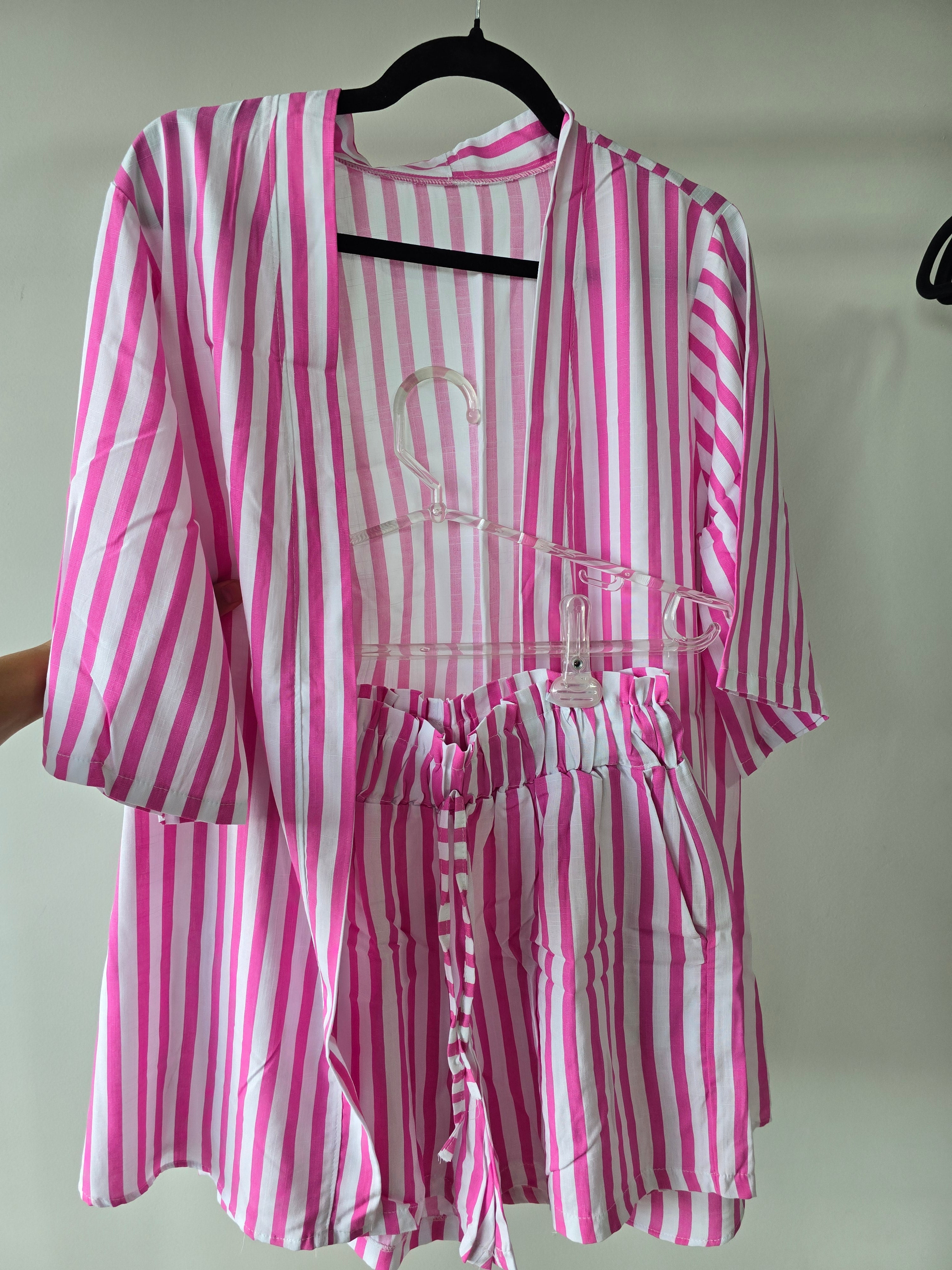 Conjunto Kimono e Shorts Listrado