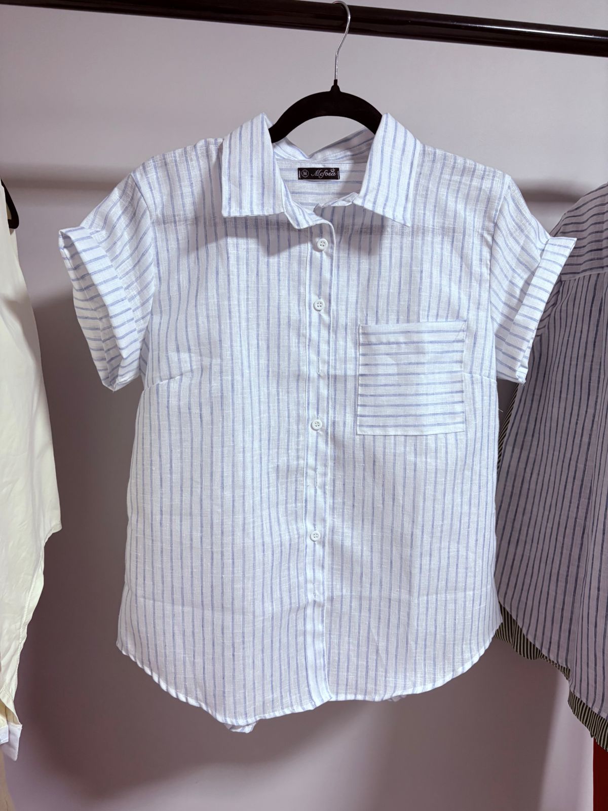 Camisa Leve em Linho Listrada