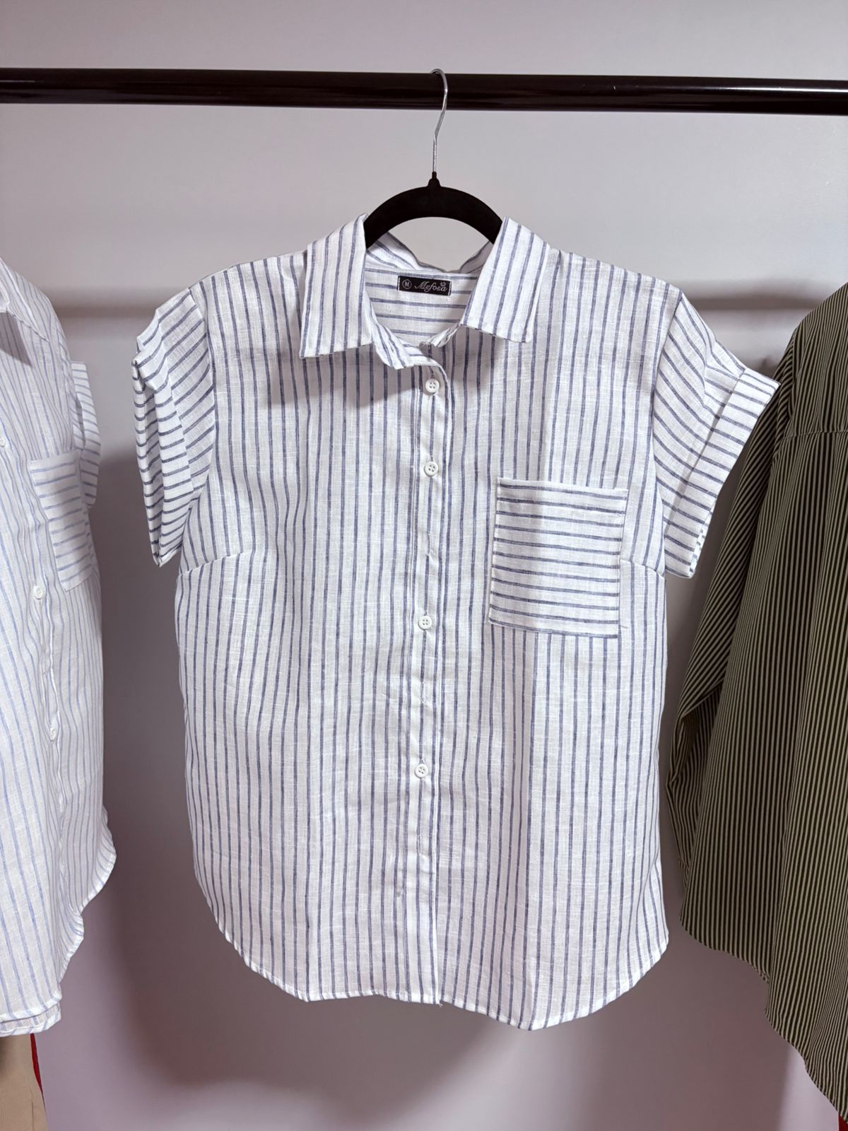 Camisa Leve em Linho Listrada