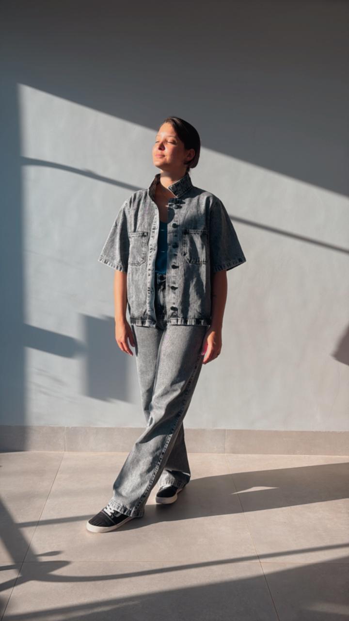 Jaqueta jeans cinza
